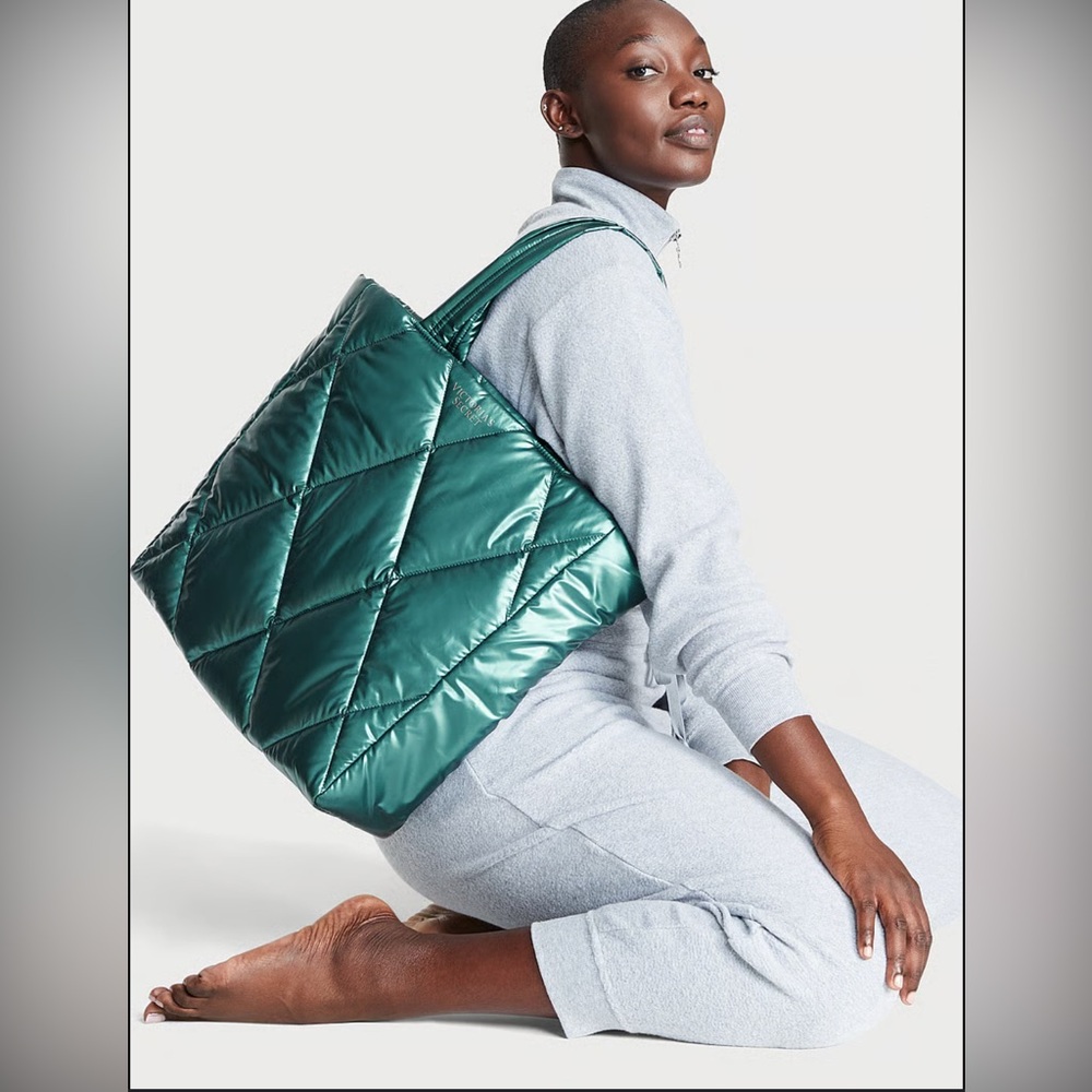 Victoria’s  Secret  Metallic Green Quilted Puffer Tote bag